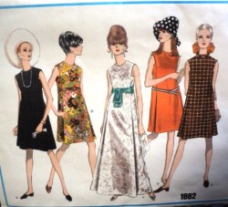 1882 VOGUE 68 SLEEVELESS PLT A-DRESS LENGTHS,BELT PATTERN 10, 14